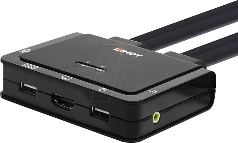 LINDY 42347 - 2-Port KVM Switch, HDMI, USB, Audio von Lindy