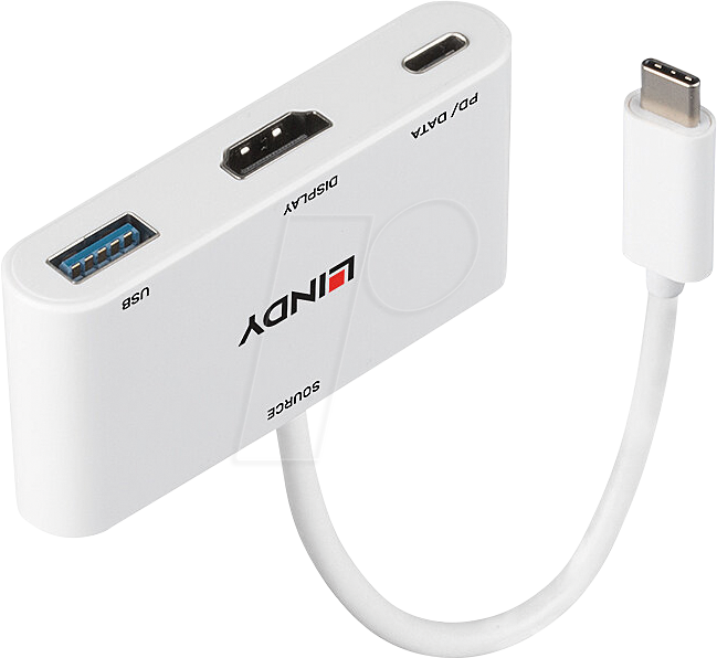 LINDY 43340 - Adapter USB-C > HDMI + USB 3.0 + PD, 4K@60Hz von Lindy