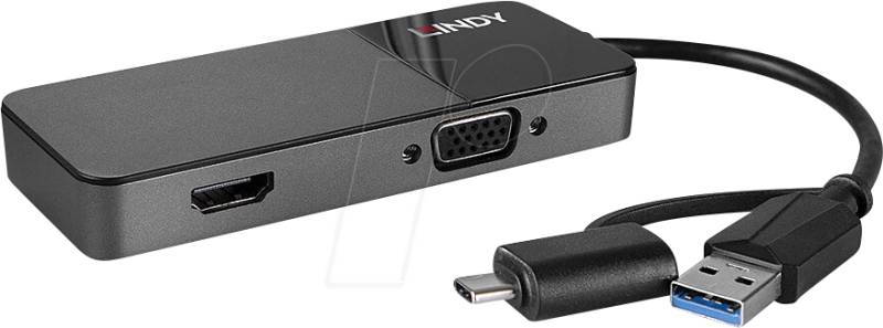 LINDY 43354 - Adapter USB-A/C > HDMI, VGA, 4K@30Hz von Lindy