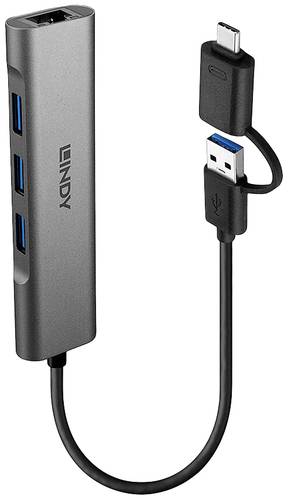 LINDY 43379 3 Port USB 3.2 Gen 1-Hub (USB 3.0) Grau von Lindy