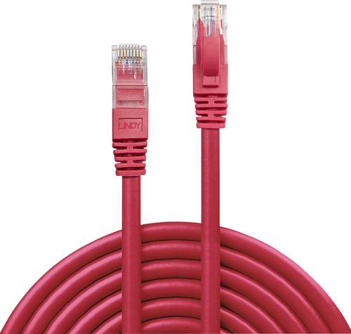 LINDY 48035 RJ45 Netzwerkkabel, Patchkabel CAT 6 U/UTP 5.00m Rot mit Rastnasenschutz 1St. von Lindy