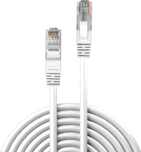 LINDY 48096 RJ45 Netzwerkkabel, Patchkabel CAT 6 U/UTP 7.50m Weiß mit Rastnasenschutz 1St. von Lindy