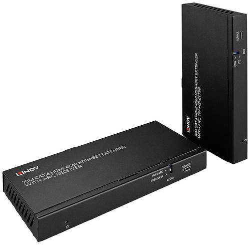 LINDY 70m Cat.6 HDMI 4K60, Audio, IR & RS-232 HDBaseT Extender mit ARC HDMI®, IR (3.5mm Klinke), RJ von Lindy