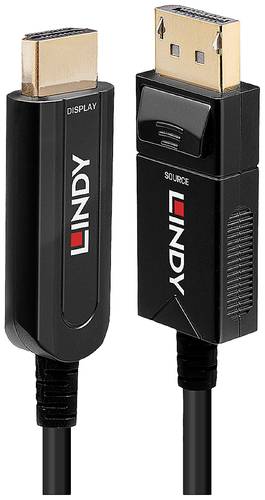 LINDY DisplayPort / HDMI / Glasfaser Adapterkabel DisplayPort Stecker, HDMI-A Stecker 10.00m Schwarz von Lindy
