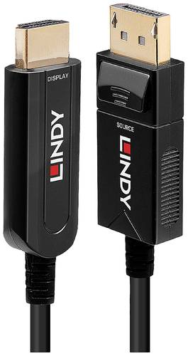 LINDY DisplayPort / HDMI / Glasfaser Adapterkabel DisplayPort Stecker, HDMI-A Stecker 20.00m Schwarz von Lindy