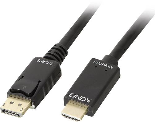 LINDY DisplayPort / HDMI Adapterkabel DisplayPort Stecker, HDMI-A Stecker 0.50m Schwarz 36920 Displa von Lindy