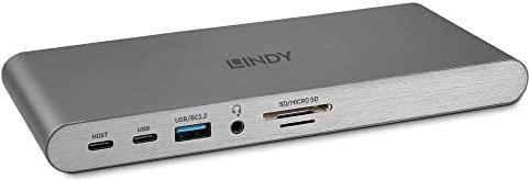 LINDY - Dockingstation - USB-C 3,2 Gen 1 / Thunderbolt 3 / Thunderbolt 4 - HDMI, 2 x DP - GigE - 24 Watt (43349) von Lindy