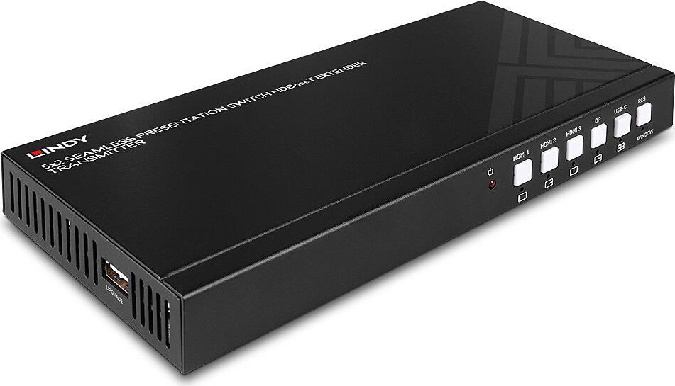 LINDY Extender - Erweiterung für Video/Audio - Sender - RS-232, HDMI, DisplayPort, HDBaseT - über CAT 6 - 5 Anschlüsse - bis zu 70 m (38338) von Lindy