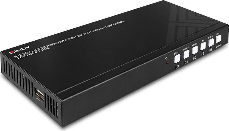 LINDY Extender - Erweiterung für Video/Audio - Sender - RS-232, HDMI, DisplayPort, HDBaseT - über CAT 6 - 5 Anschlüsse - bis zu 70 m (38338) von Lindy