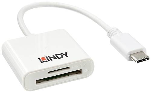 LINDY Externer Speicherkartenleser microSD, SD, USB-C® USB 3.2 (Gen 1) Weiß von Lindy