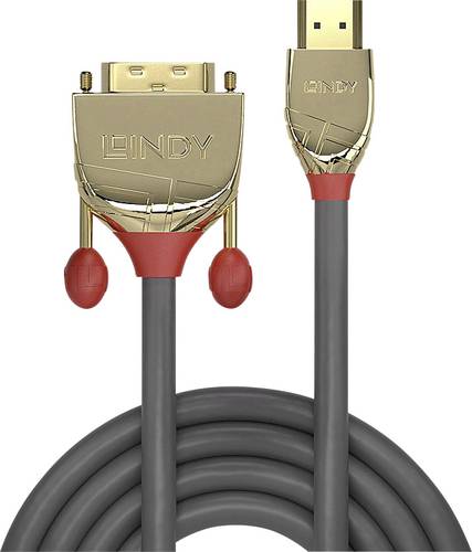 LINDY HDMI / DVI Adapterkabel HDMI-A Stecker, DVI-D 18+1pol. Stecker 10.00m Grau 36198 HDMI-Kabel von Lindy