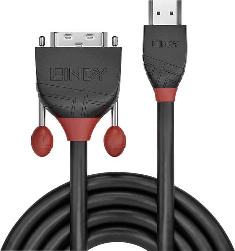 LINDY HDMI / DVI Adapterkabel HDMI-A Stecker, DVI-D 18+1pol. Stecker 2.00m Schwarz 36272 HDMI-Kabel von Lindy