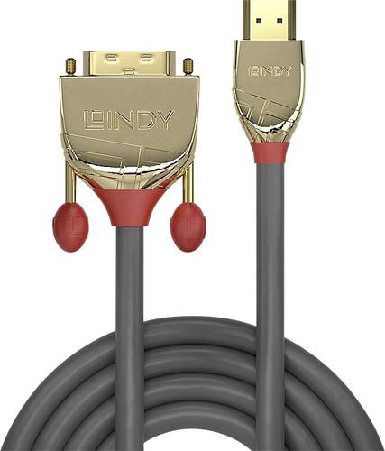 LINDY HDMI / DVI Adapterkabel HDMI-A Stecker, DVI-D 18+1pol. Stecker 5.00m Grau 36197 HDMI-Kabel von Lindy