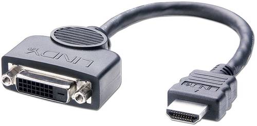 LINDY HDMI / DVI Adapterkabel HDMI-A Stecker, DVI-D 24+1pol. Buchse 0.20m Schwarz 41227 HDMI-Kabel von Lindy