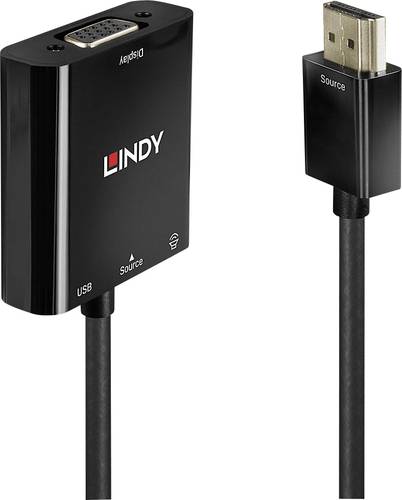 LINDY HDMI / VGA Adapterkabel HDMI-A Stecker, VGA 15pol. Buchse 0.10m Schwarz 38285 HDMI-Kabel von Lindy