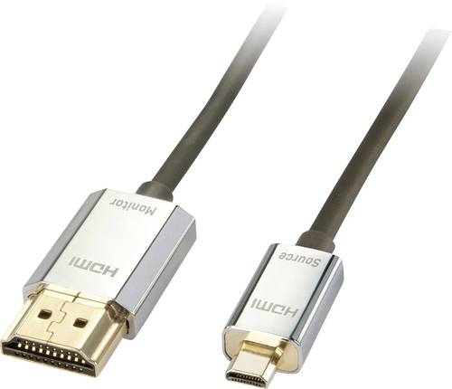 LINDY HDMI Anschlusskabel HDMI-Micro-D Stecker, HDMI-A Stecker 4.50m Schwarz 41679 HDMI-Kabel von Lindy