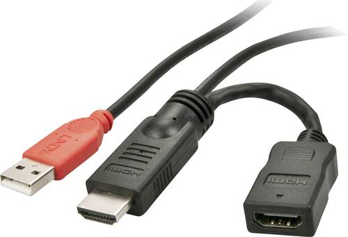 LINDY HDMI Direktstromversorgungskabel HDMI-A Stecker, USB-A Stecker, HDMI-A Buchse 0.15m Schwarz 41 von Lindy