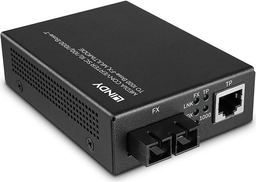 LINDY - Medienkonverter - 100Mb LAN, GigE (optisch) - 10Base-T, 1000Base-FX, 100Base-TX, 1000Base-T - bis zu 550 m (25119) von Lindy