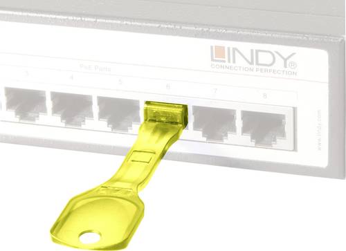 LINDY RJ45 LAN Port Schloss 10er Set Gelb inkl. 1 Schlüssel 40482 von Lindy