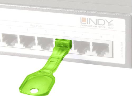 LINDY RJ45 LAN Port Schloss 10er Set Grün inkl. 1 Schlüssel 40472 von Lindy