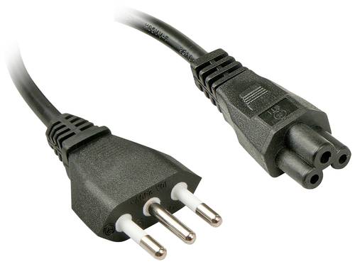 LINDY Strom Anschlusskabel [1x Italien-Stecker - 1x Kleeblatt-Buchse C5] 2.00m Schwarz von Lindy