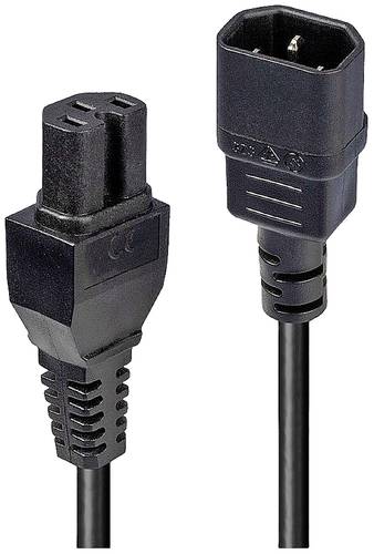 LINDY Strom Anschlusskabel [1x Kaltgeräte-Stecker C14 - 1x Kaltgeräte-Buchse C15] 2.00m Schwarz von Lindy