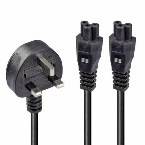 LINDY Strom Anschlusskabel [1x UK-Stecker - 2x IEC-Stecker] 2.5m Schwarz von Lindy