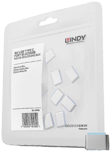 LINDY USB-C® Port Schloss 10er Set Blau ohne Schlüssel 40466 von Lindy