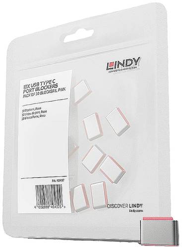 LINDY USB-C® Port Schloss 10er Set Pink ohne Schlüssel 40437 von Lindy
