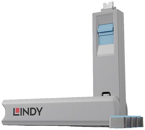 LINDY USB-C® Port Schloss 4er Set Blau inkl. 1 Schlüssel 40465 von Lindy