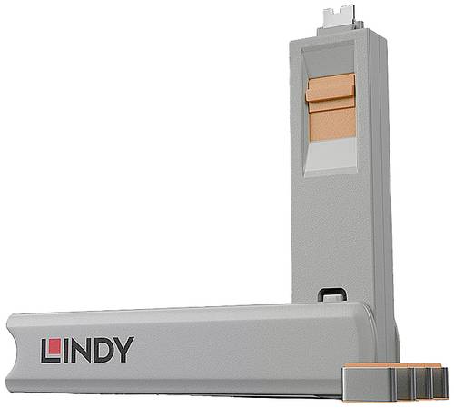 LINDY USB-C® Port Schloss 4er Set Orange inkl. 1 Schlüssel 40428 von Lindy