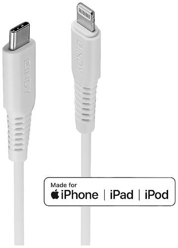 LINDY USB-Kabel USB 2.0 Apple Lightning Stecker, USB-C® Stecker 1.00m Weiß 31316 von Lindy