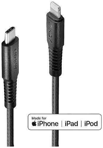 LINDY USB-Kabel USB 2.0 Apple Lightning Stecker, USB-C® Stecker 3.00m Schwarz 31288 von Lindy