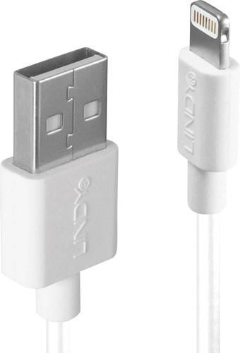 LINDY USB-Kabel USB 2.0 USB-A Stecker, Apple Lightning Stecker 2.00m Weiß 31327 von Lindy