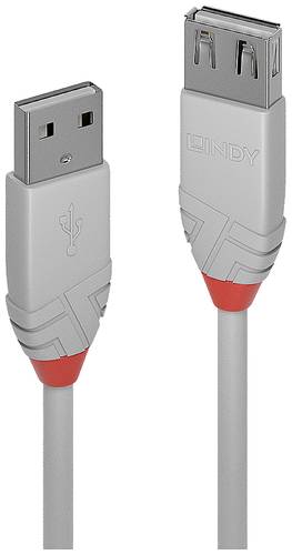 LINDY USB-Kabel USB 2.0 USB-A Stecker, USB-A Buchse 0.20m Grau 36710 von Lindy