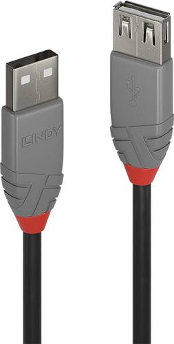 LINDY USB-Kabel USB 2.0 USB-A Stecker, USB-A Buchse 0.50m Schwarz 36701 von Lindy