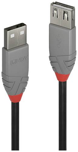 LINDY USB-Kabel USB 2.0 USB-A Stecker, USB-A Buchse 1.00m Schwarz, Grau 36702 von Lindy