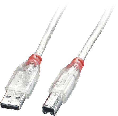 LINDY USB-Kabel USB 2.0 USB-A Stecker, USB-B Stecker 0.20m Transparent 41750 von Lindy