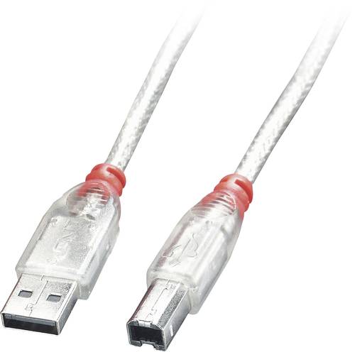 LINDY USB-Kabel USB 2.0 USB-A Stecker, USB-B Stecker 0.50m Transparent 41751 von Lindy