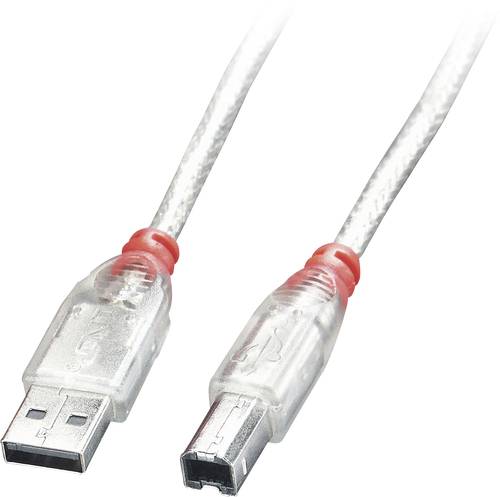 LINDY USB-Kabel USB 2.0 USB-A Stecker, USB-B Stecker 5.00m Transparent 41755 von Lindy