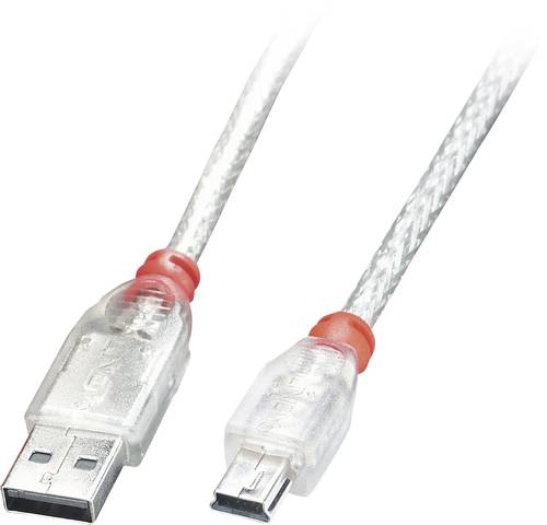 LINDY USB-Kabel USB 2.0 USB-A Stecker, USB-Mini-B Stecker 0.20m Transparent 41780 von Lindy