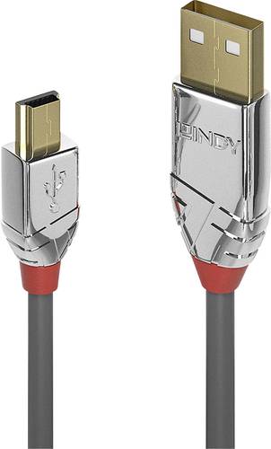 LINDY USB-Kabel USB 2.0 USB-A Stecker, USB-Mini-B Stecker 3.00m Grau 36633 von Lindy