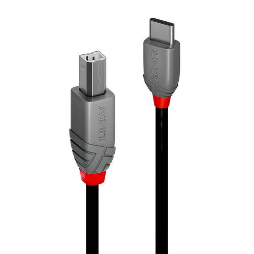 LINDY USB-Kabel USB 2.0 USB-C® Stecker, USB-B Stecker 1.00m Schwarz 36941 von Lindy