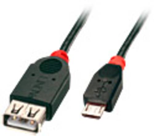 LINDY USB-Kabel USB 2.0 USB-Micro-B Stecker, USB-A Buchse 0.50m Schwarz mit OTG-Funktion 31935 von Lindy