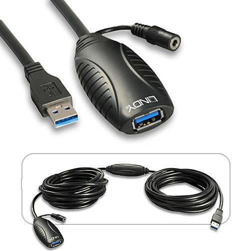 LINDY USB-Kabel USB 3.2 Gen1 (USB 3.0 / USB 3.1 Gen1) USB-A Stecker, USB-A Buchse 10.00m Schwarz 431 von Lindy