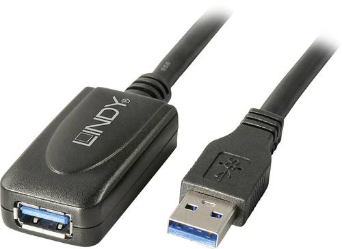 LINDY USB-Kabel USB 3.2 Gen1 (USB 3.0 / USB 3.1 Gen1) USB-A Stecker, USB-A Buchse 5.00m Schwarz 4315 von Lindy
