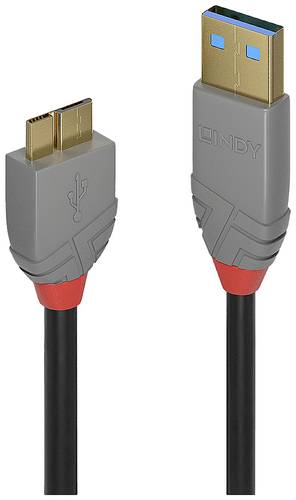 LINDY USB-Kabel USB 3.2 Gen1 (USB 3.0 / USB 3.1 Gen1) USB-A Stecker, USB-Micro-B 3.0 Stecker 1.00m S von Lindy