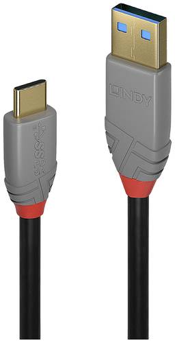 LINDY USB-Kabel USB 3.2 Gen2 (USB 3.1 Gen2) USB-C® Stecker, USB-A Stecker 1.00m Schwarz, Grau 36911 von Lindy