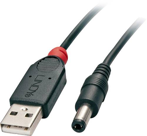 LINDY USB-Stromkabel USB 2.0 USB-A Stecker, DC Stecker 5,5mm 1.50m Schwarz 70268 von Lindy