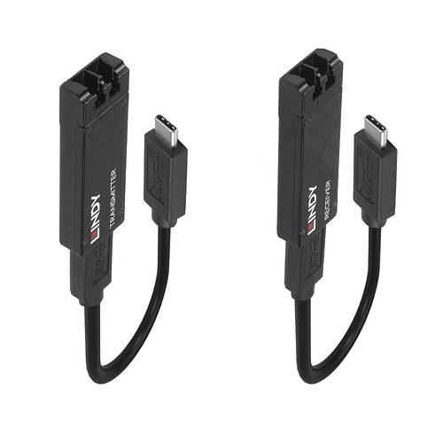 LINDY USB-Verlängerung über Glasfaserkabel USB 3.2 Gen2 USB-C® Stecker, LC-Duplex Buchse Schwarz von Lindy